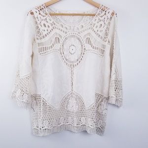 Coco + Jameson Ivory Crochet Blouse